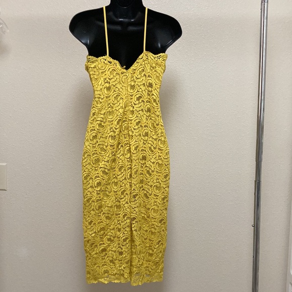 Zara Yellow Lace Overlay Dress - Picture 13 of 15